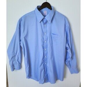 Brooks Brothers Mens 17.5/33 Supima Cotton Tradition Fit Blue Button Down